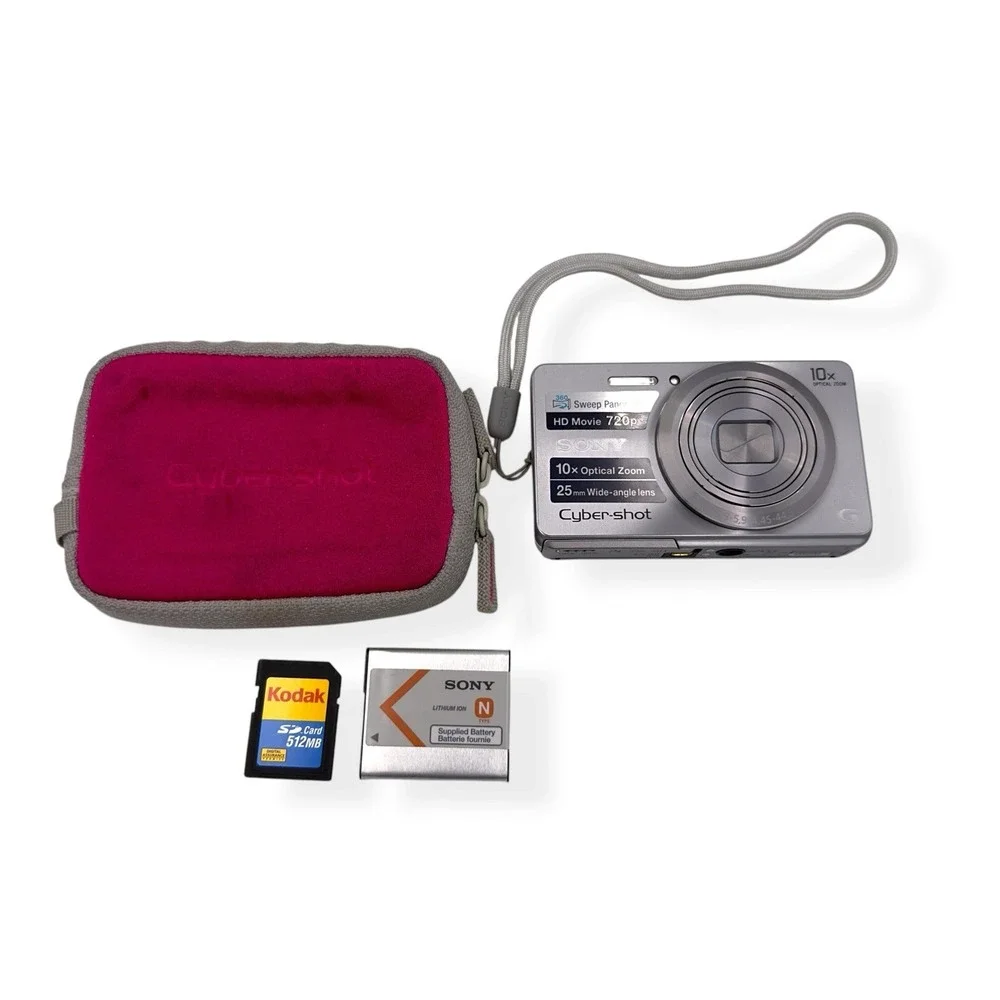 Sony Cyber-Shot DSC-W690 16.1MP Digital Camera Silver w/10x Zoom Bundle Tested